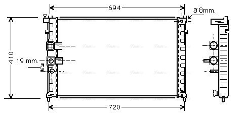 Kühler, Motorkühlung AVA QUALITY COOLING pea2232