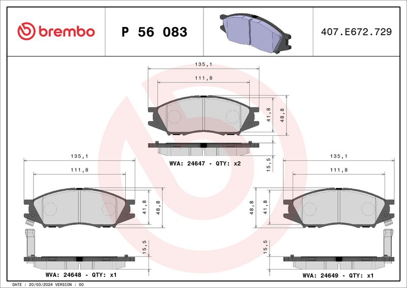 Bremsbelagsatz, Scheibenbremse BREMBO P 56 083
