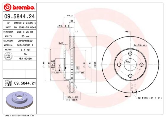 Bremsscheibe BREMBO 09.5844.21