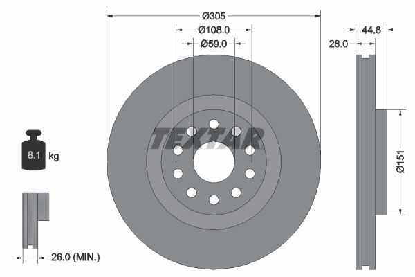 Bremsscheibe TEXTAR 92115800
