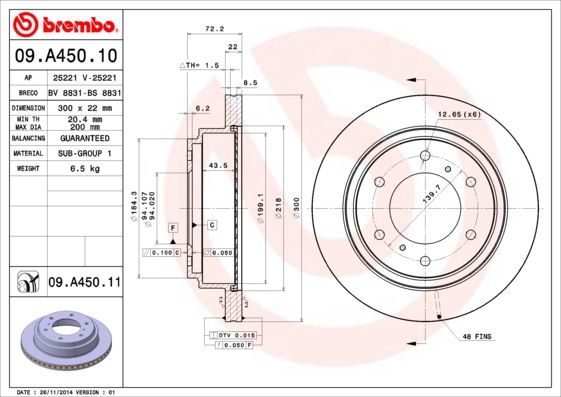 Bremsscheibe BREMBO 09.A450.11