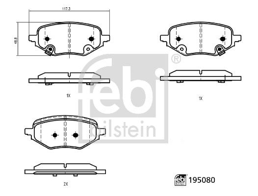 Bremsbelagsatz Bremsbeläge FEBI BILSTEIN 195080