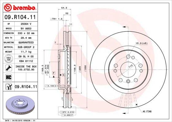 Bremsscheibe BREMBO 09.R104.11