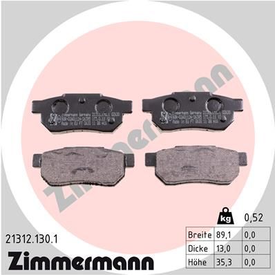 Bremsbelagsatz, Scheibenbremse ZIMMERMANN 21312.130.1