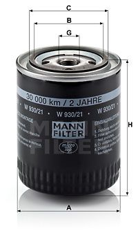 Oljefilter MANN-FILTER W 930/21