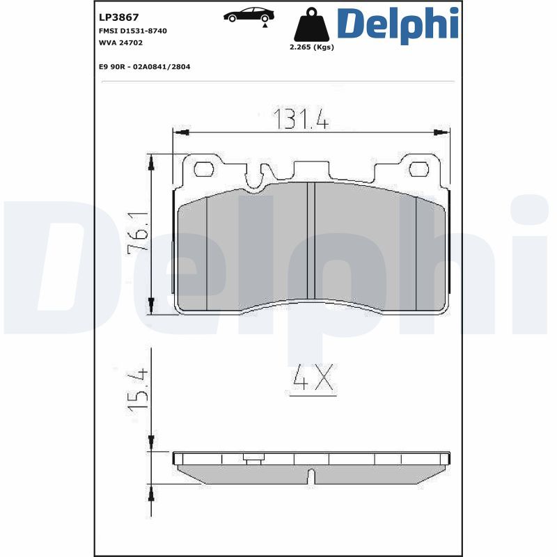 Bremsbelagsatz, Scheibenbremse DELPHI LP3867