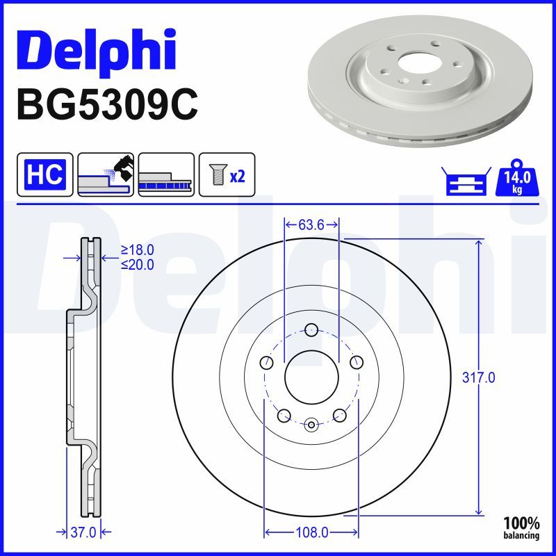 Bremsscheibe DELPHI BG5309C