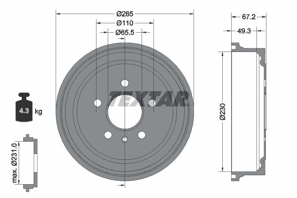 Bremstrommel TEXTAR 94022600