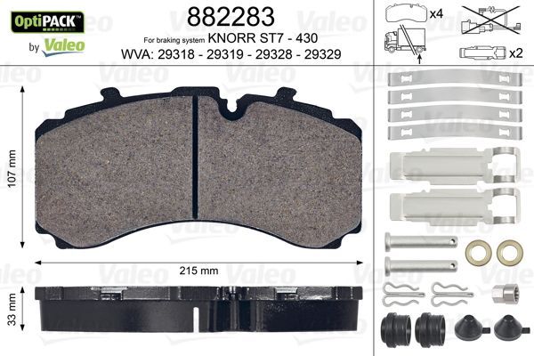 Bremsbelagsatz Bremsbeläge VALEO 882283