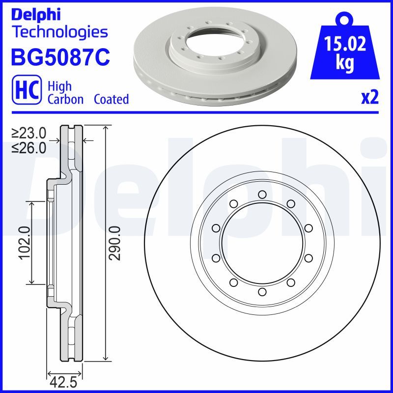 Bremsscheibe DELPHI BG5087C