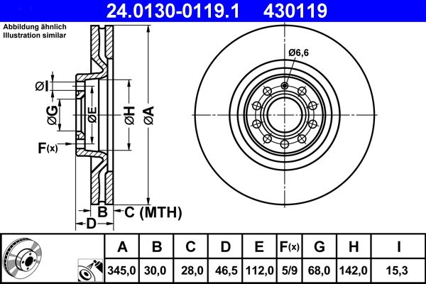 Bremsscheibe ATE 24.0130-0119.1