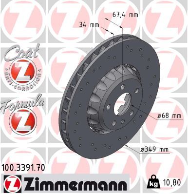 Bremsscheibe ZIMMERMANN 100.3391.70