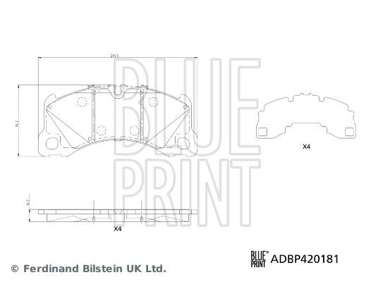 Bremsbelagsatz, Scheibenbremse BLUE PRINT ADBP420181