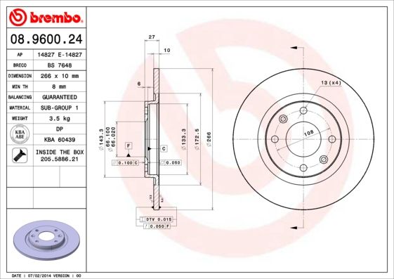 Bremsscheibe BREMBO 08.9600.24