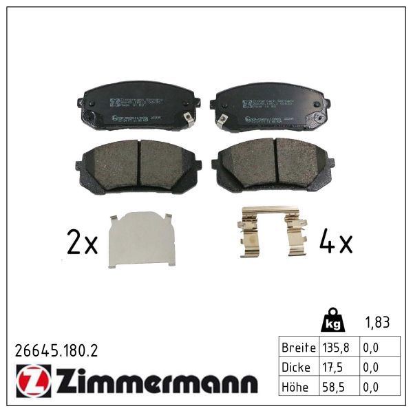 Bremsbelagsatz, Scheibenbremse ZIMMERMANN 26645.180.2