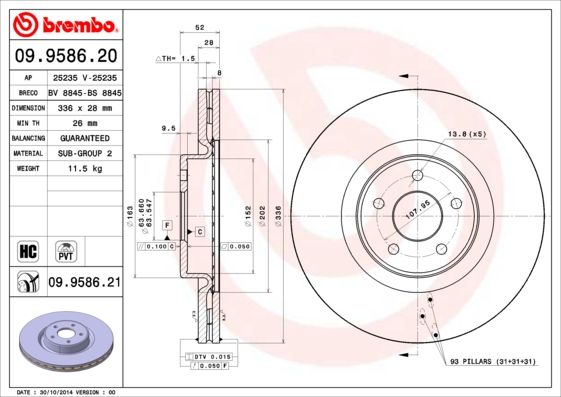 Bremsscheibe BREMBO 09.9586.21