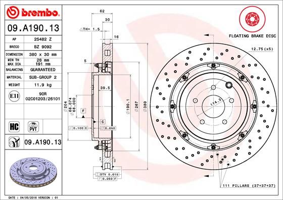 Bremsscheibe BREMBO 09.a190.13