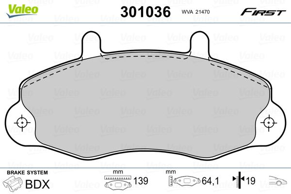 Bremsbelagsatz, Scheibenbremse VALEO 301036