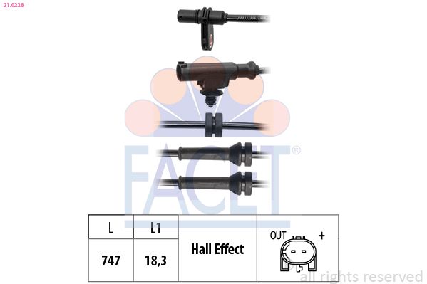 Sensor, Raddrehzahl FACET 21.0228