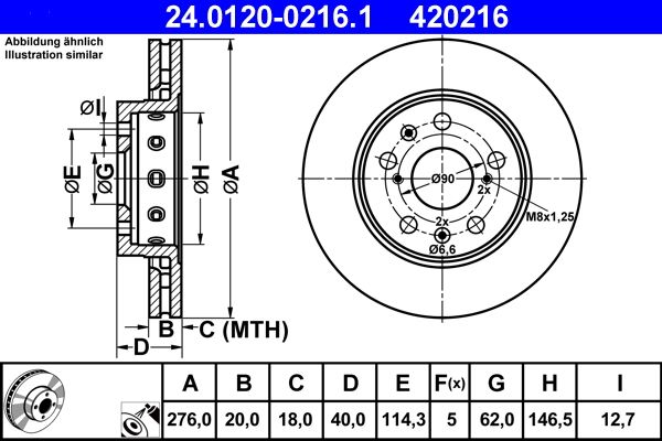 Bremsscheibe ATE 24.0120-0216.1
