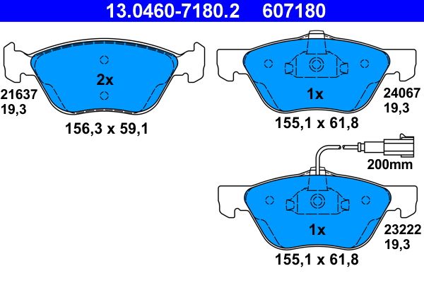 Bremsbelagsatz, Scheibenbremse ATE 13.0460-7180.2