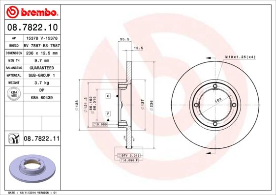 Bremsscheibe BREMBO 08.7822.10