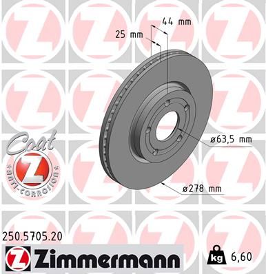 Bremsscheibe ZIMMERMANN 250.5705.20