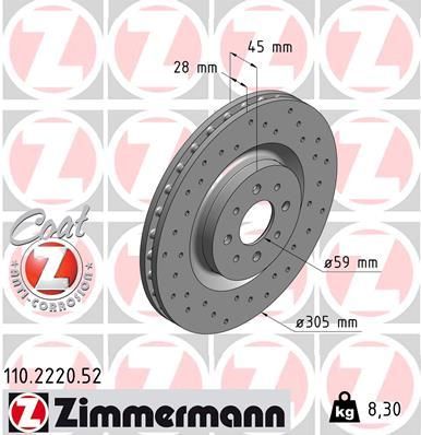 Bremsscheibe ZIMMERMANN 110.2220.52