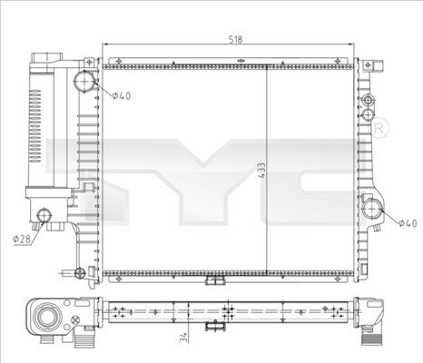Kühler, Motorkühlung TYC 703-0010-R