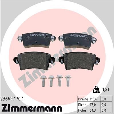 Bremsbelagsatz Bremsbeläge ZIMMERMANN 23669.170.1
