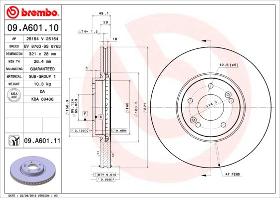 Bremsscheibe BREMBO 09.a601.11