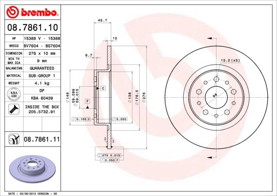 Bremsscheibe BREMBO 08.7861.11