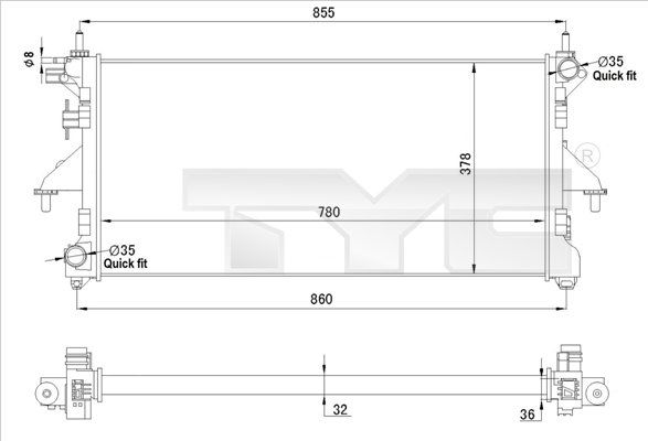 Kühler, Motorkühlung TYC 709-0028-R