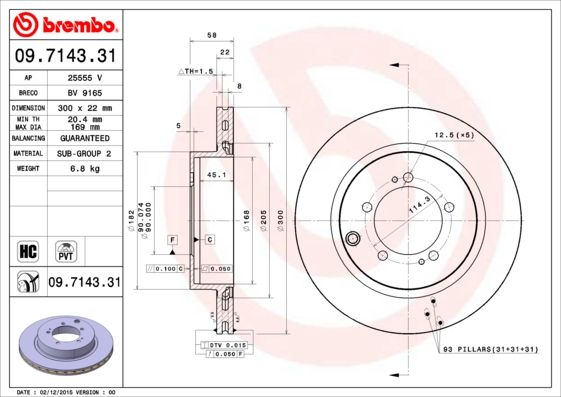 Bremsscheibe BREMBO 09.7143.31