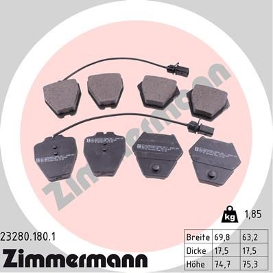 Bremsbelagsatz Bremsbeläge ZIMMERMANN 23280.180.1