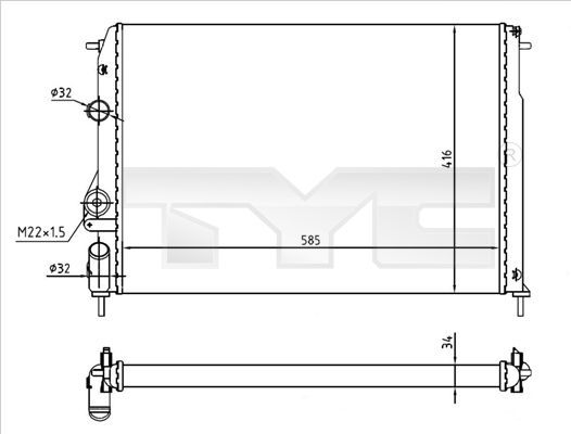 Kühler, Motorkühlung TYC 728-0055-r
