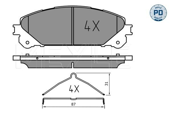 Bremsbelagsatz, Scheibenbremse MEYLE 0252445218/PD