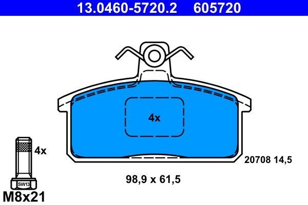 Bremsbelagsatz, Scheibenbremse ATE 13.0460-5720.2