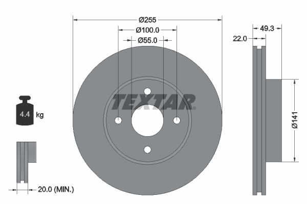 Bremsscheibe TEXTAR 92226300