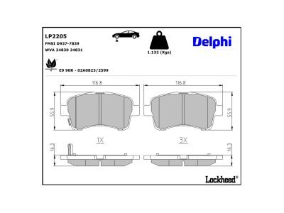 Bremsbelagsatz, Scheibenbremse DELPHI LP2205