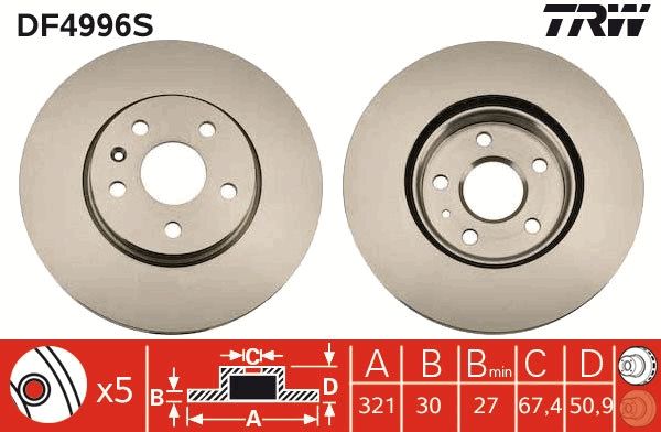 Bremsscheibe TRW DF4996S
