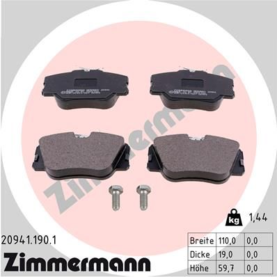 Bremsbelagsatz Bremsbeläge ZIMMERMANN 20941.190.1