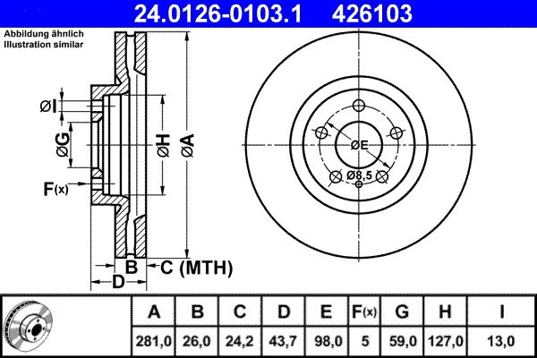 Bremsscheibe ATE 24.0126-0103.1