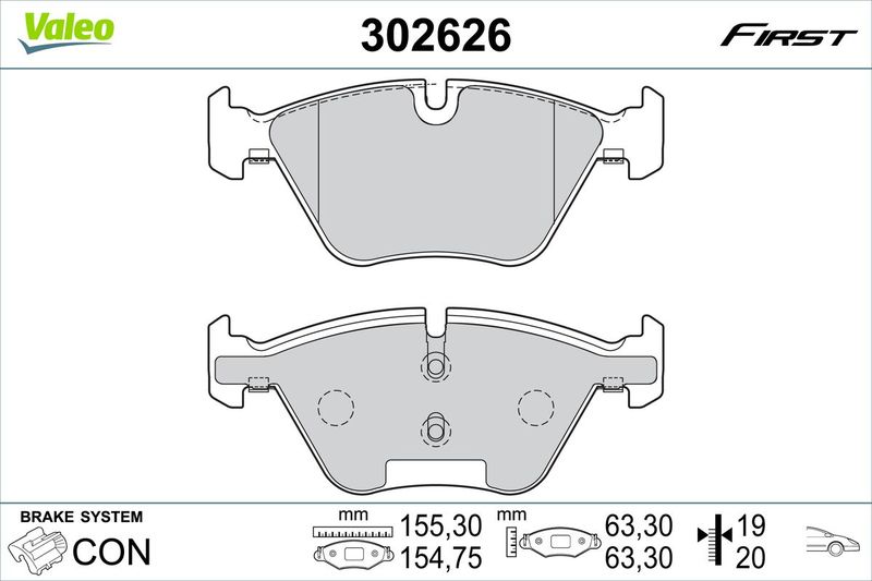 Bremsbelagsatz, Scheibenbremse VALEO 302626