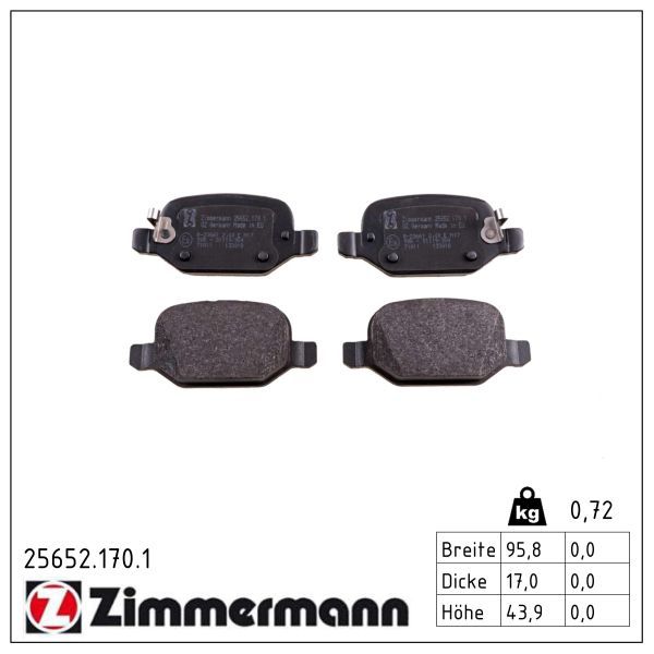 Bremsbelagsatz, Scheibenbremse ZIMMERMANN 25652.170.1