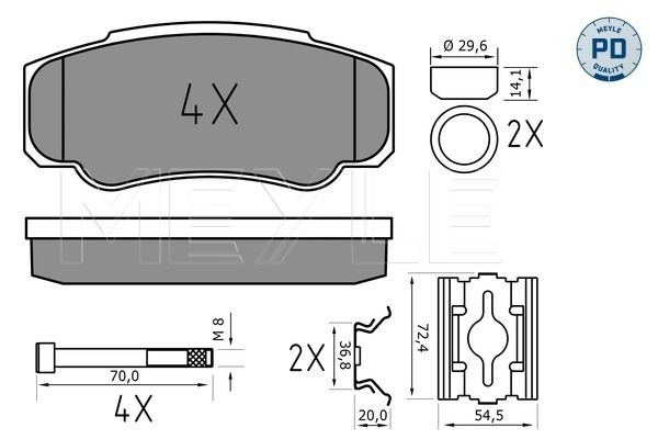 Bremsbelagsatz, Scheibenbremse MEYLE 0252392120/PD