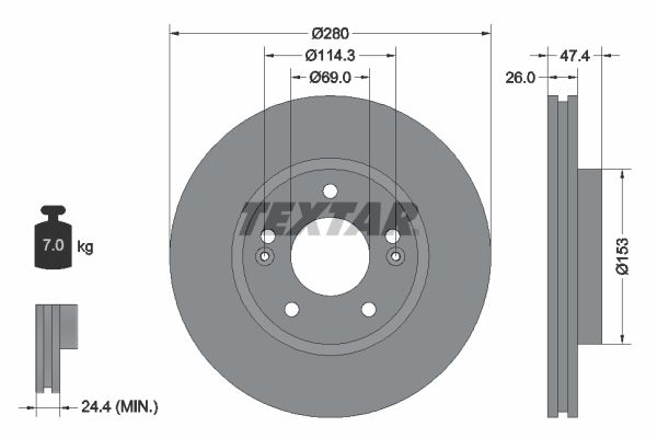 Bremsscheibe TEXTAR 92271403