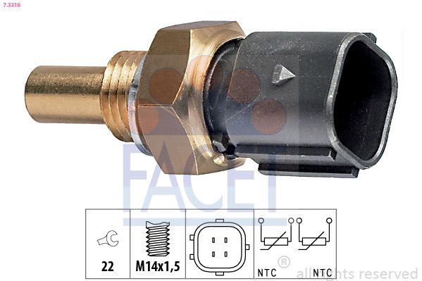 Sensor, Kühlmitteltemperatur FACET 7.3316