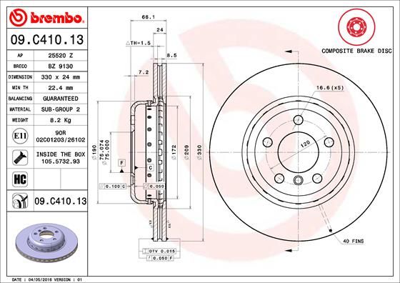 Bremsscheibe BREMBO 09.C410.13