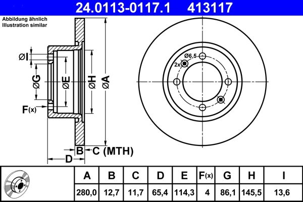 Bremsscheibe ATE 24.0113-0117.1